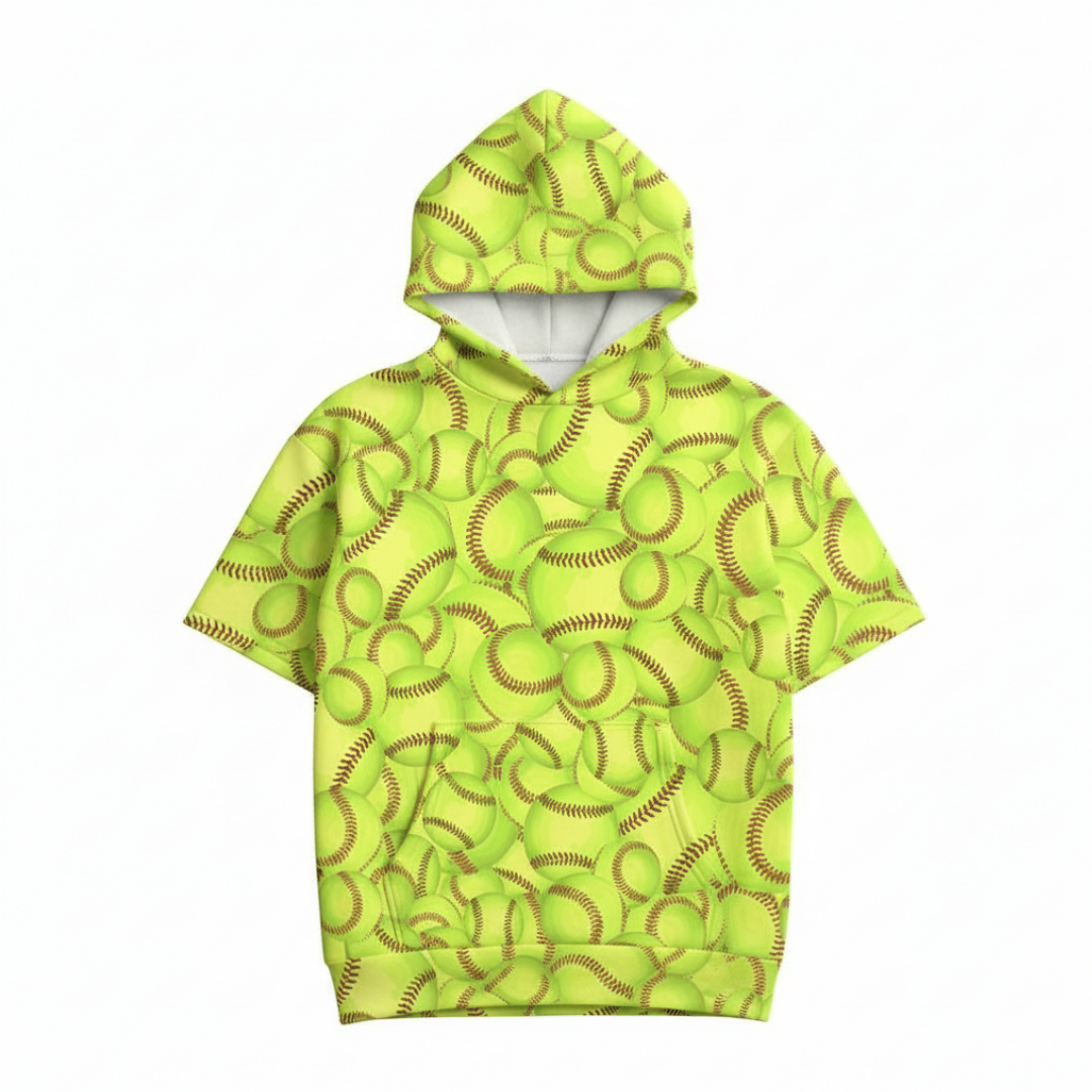 Softball Youth Short Sleeve Hoodie