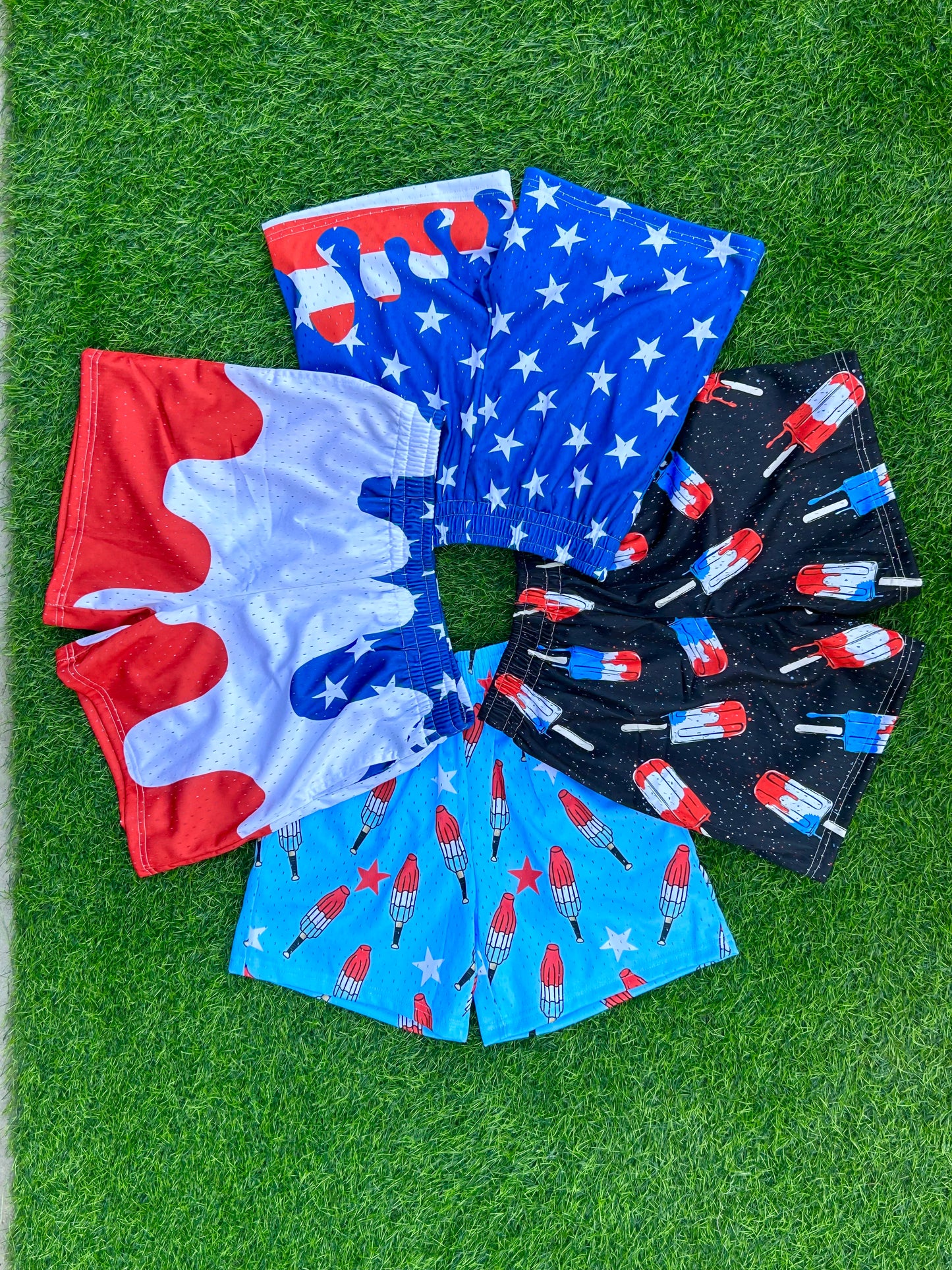 Red White and Drippy Shorts